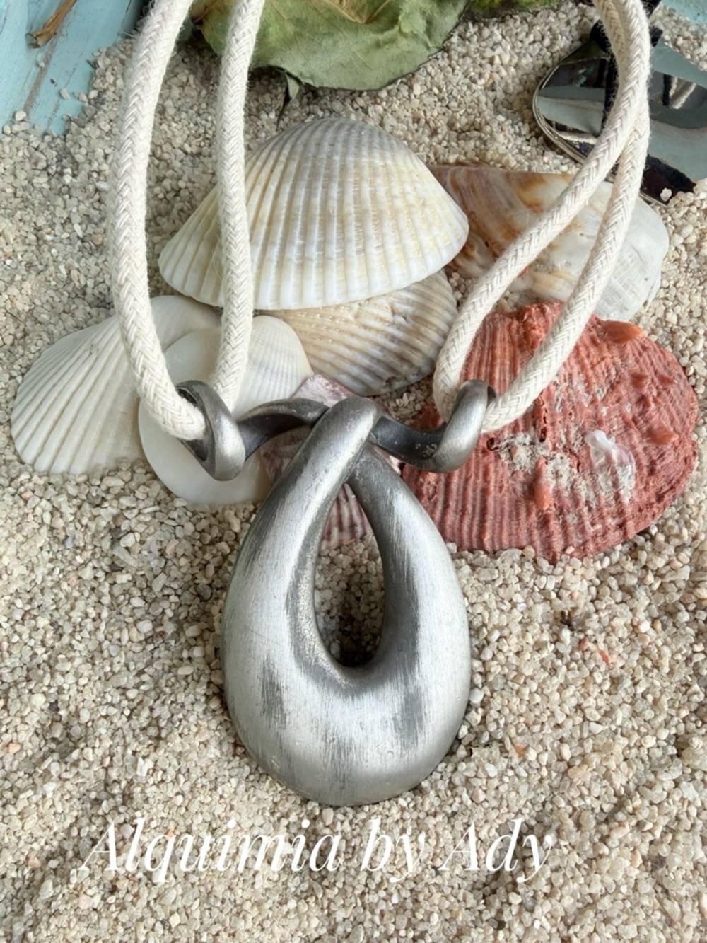 Alquimia Silver-Tone Sculptural Pendant Necklace with Cream Cord